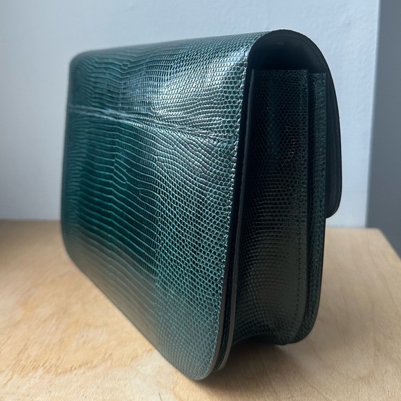 CELINE CLASSIC BOX BAG DARK GREEN LIZARD LEATHER WITH BOX AND DUSTBAG - Picture 3 of 16